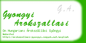 gyongyi arokszallasi business card